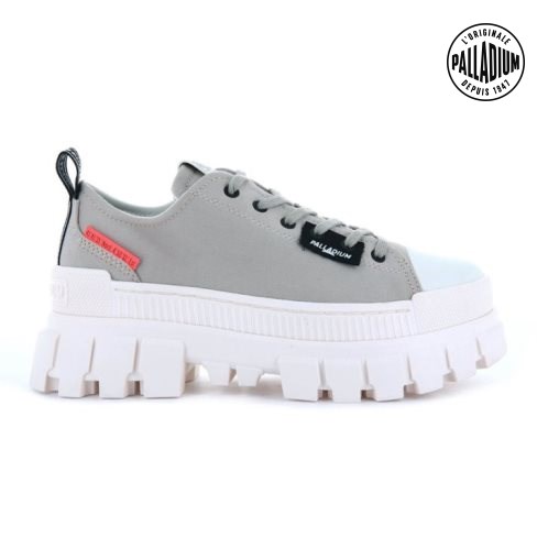 Palladium Revolt LO TX Women's Platform Shoes White / Grey | UK D067-LWY